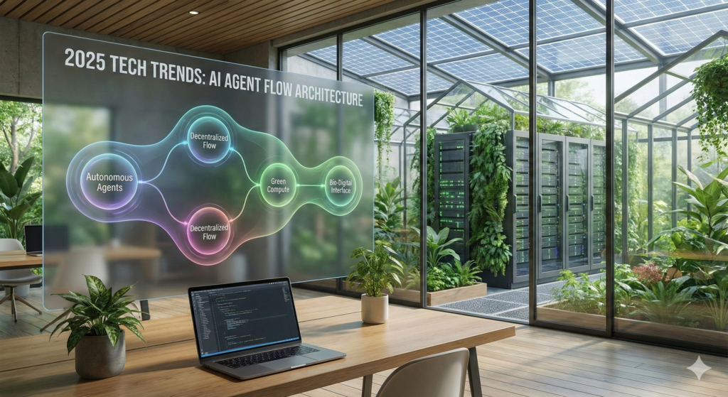 visualization of 2025 tech trends including ai agents and flow architecture syntorit